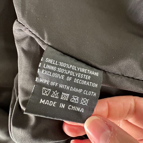 Black Leatherette 2-Button Narrow Lapel Welt Pockets Button Sleeve Blazer Medium - Picture 7 of 11